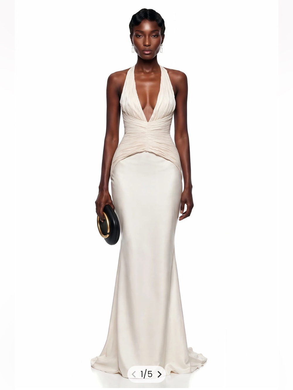 Maren Ivory Halterneck Ruched Top & Skirt Set